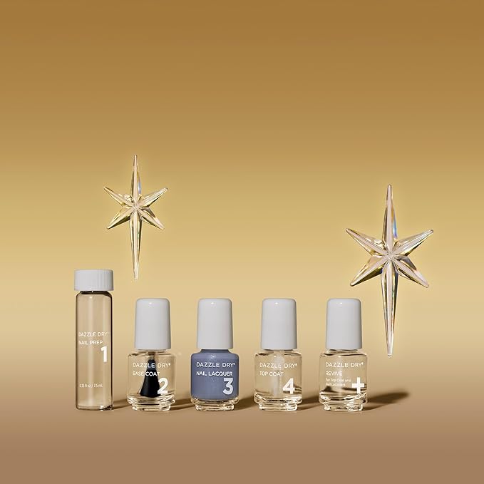 Dazzle Dry Mini Kit 4 Step System - Blue Moon - A muted slate blue gray with shimmer. (5 Piece Kit / 5 Manicures)