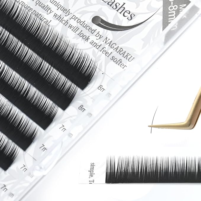 NAGARAKU Bottom Eyelash Extensions Individual Lashes Classic Single Matte Black Soft Natural Faux Mink False Lashes 12 rows (0.10mm J curl 5-8mm Mix Tray)