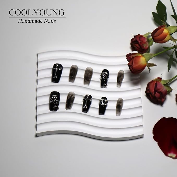 Handmade Nails, Coffin Nails, Acrylic Press On Nails, fake nails with designs, Ombre Press On Nails, Stick On Nails For Women, Reusable Press On Nails, Women Gifts, COOLYOUNG Nails, 10 PCS, Size M