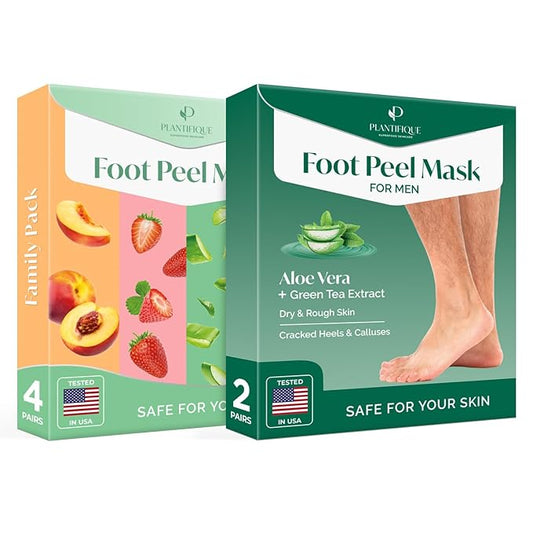 PLANTIFIQUE Foot Peel Mask 4 Pack and Foot Peel Mask for Men 2 pack