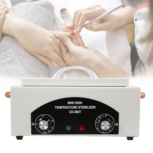 High Temperature Cleaning Box 300W 1.5L with Timer Dry Heat Sterilizer Cabinet Equipment with Stainless Tray For Nail Tool Spa Pedicure Hairdressing Metal Tools with Handle