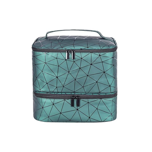 Nail Polish Carrying Case Bag-Holds 30 Bottles, Double-Layer Nail Polish Storage and Nail Dryer Case (Green)