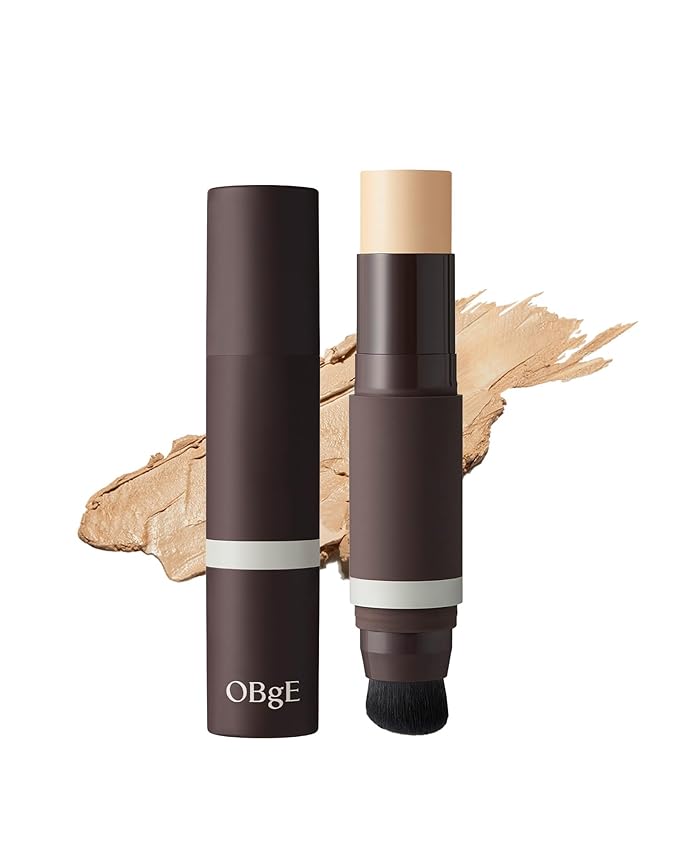 OBgE Natural Cover Foundation #23 (Beige, 0.5oz)- Stick Foundation with Brush for Flawless Skin Tone Correction and Coverage. Long-Lasting Wear for Daily Use.