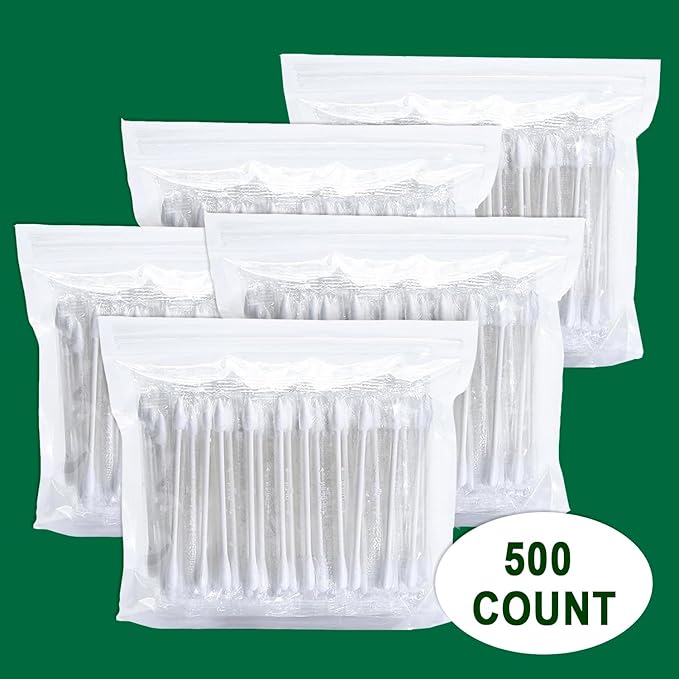 500 pcs Cotton Swab Individually Wrapped, Individually Wrapped Double Tipped Cotton Swabs Paper Sticks Cotton Buds(White, Round/Pointed End)
