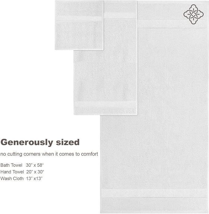 BIOWEAVES 100% Organic Cotton 700 GSM Plush Bath Towels 30" x 58" GOTS Certified - White, Pack of 2