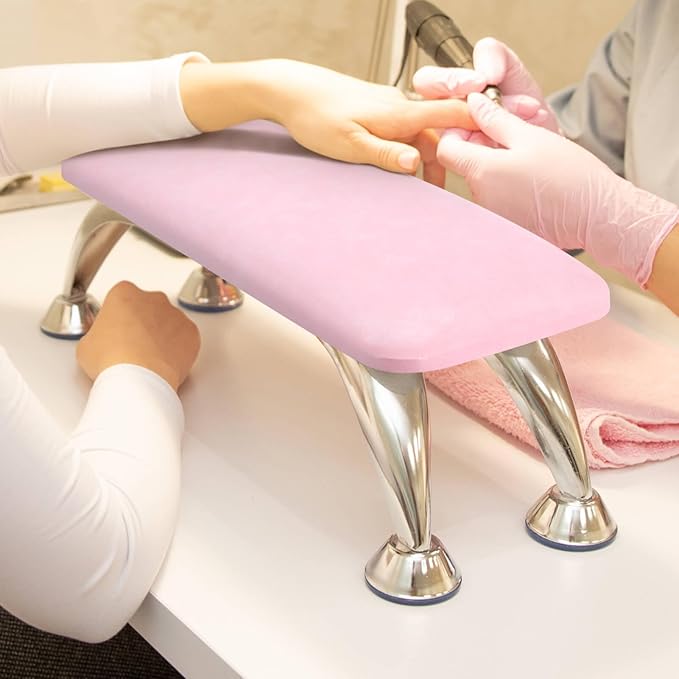 Nail Arm Rest Cushion, Big Nail Arm Rest for Nail Tech, Professional Nail Hand Rest Pillow Stand Manicure Hand Rest Spa Salon Foot Hand Arm Feet Leg Rest (Pink)