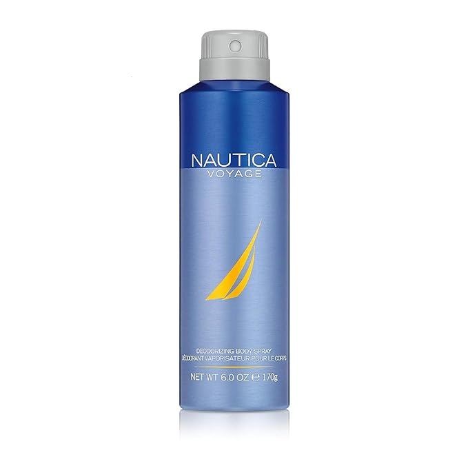Nautica Voyage Deo Body Spray 6 fl oz (Pack of 1), Notes of Apple, Cedarwood, Mimosa, Men's Fragrance, Long Lasting, Everyday Fragrance