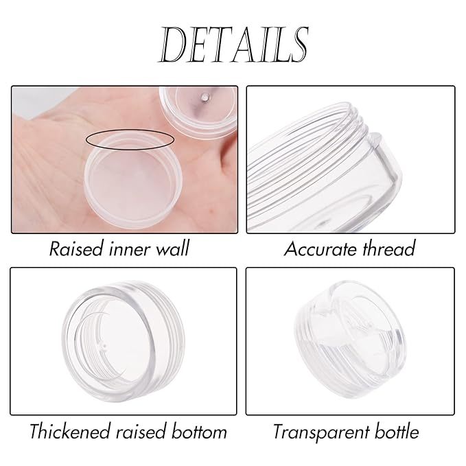 ZEJIA 5 Gram Sample Containers with Lids, Mini Makeup Containers, Empty Plastic Travel Cosmetic Containers with Labels(50 Count, Clear Lid)