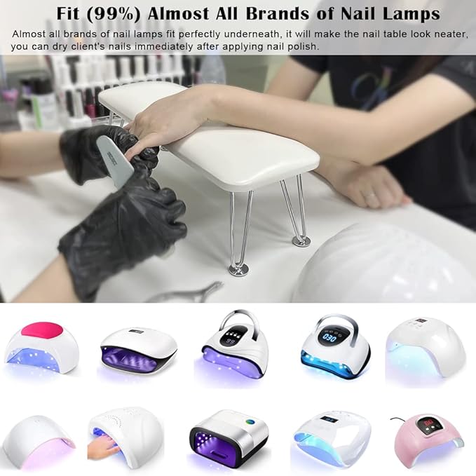 Big Arm Rest for Nails, Microfiber Leather Hand Rest for Nail Tech Salon Home Use Manicure Hand Rest Stand (White)