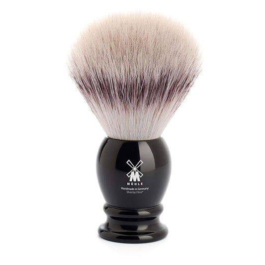 MÜHLE Classic Black Large Silvertip Fiber Shaving Brush - Synthetic Luxury Shave Brush for Men, Rich Lather