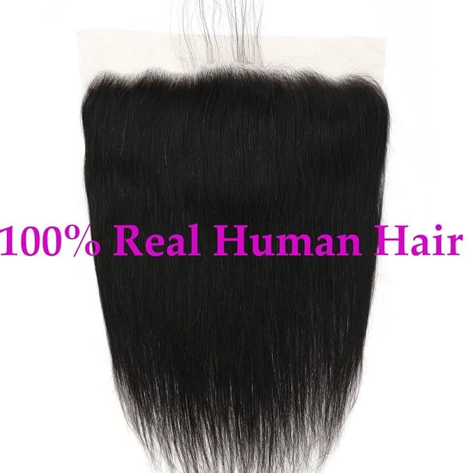 13x6 Lace Frontal Skinlike Human Hair Lace Closure Straight HD Transparent 13x6 Ear to Ear Frontal With Baby Hair Free Part 100% Virgin Straight Human Hair Closure Natural Hairline 14inch