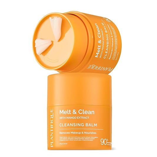 PLANTIFIQUE Korean Cleansing Balm Makeup Remover 2 Pack with Mango & Papaya Extracts, Hyaluronic Acid, and Ceramide - Nourishing Melting Cleanser for All Skin Types