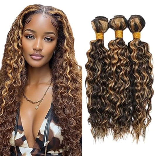 Ombre P1B27 Kinky Curly Human Hair Bundles Black and Blonde Curly Hair Bundles two tone Brazilian Human Hair Extensions Soft and Silky for Black Women 8 10 12 Inch