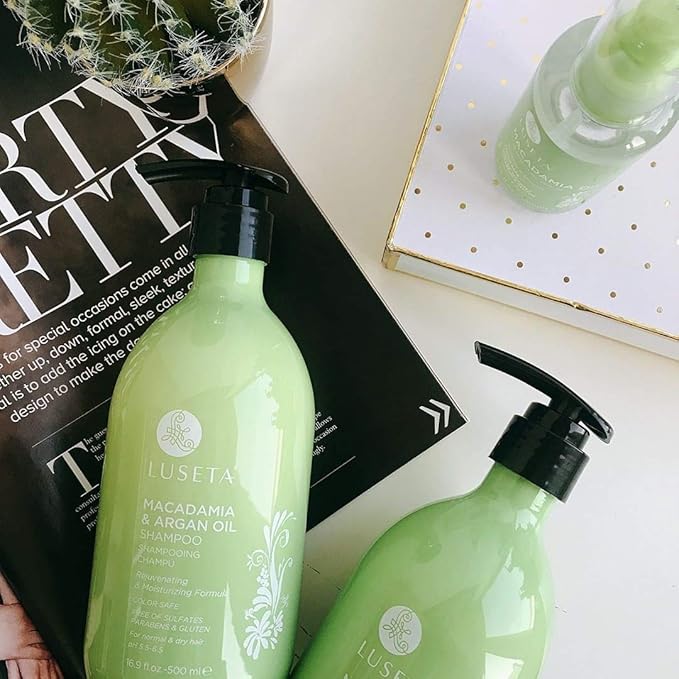 Luseta Macadamia & Argan Oil Shampoo & Conditioner Set, Rejuvenating & Moisturizing Hair, 2 x 16.9 Oz