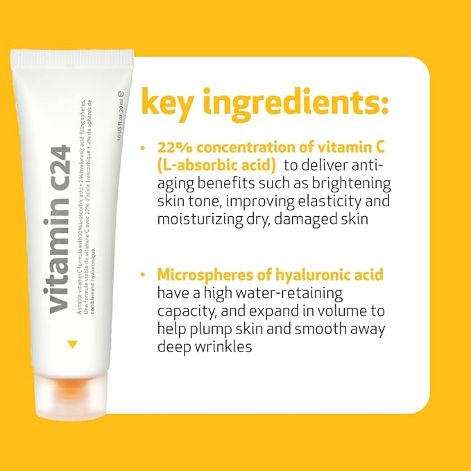 INDEED LABS c24 Vitamin Cream Combined Serum & Moisturizer with Ascorbic and Hyaluronic Acid to Repair and Restore Skin, 30 ml