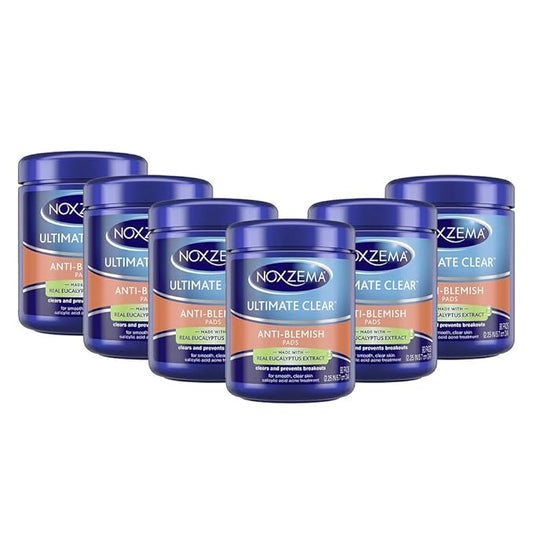 Noxzema Ultimate Clear Face Pads, Salicylic Acid Acne Treatment Clears and Prevents Acne, Anti-blemish, 90 Count, 6 Pack