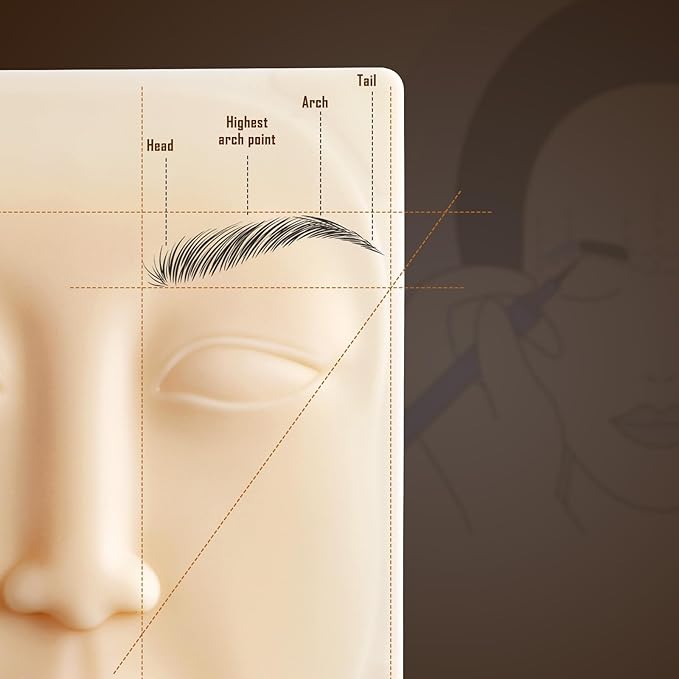 Charme Princesse 10 Pcs Permanent Makeup Practice Skin Silicone Face Practice Skin 3D Microblading Supplies Training for Eyebrow Lip Eyeliner TA538-10