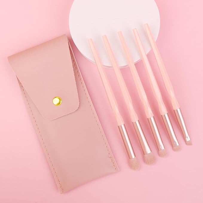 Pink Portable Eye Shadow Brush Set by ENZO KEN, Vegan Eyeshadow Brushes Set, Small Nose Contour Brush, Diamond Eyeshadow Brush, Eye Brush, Eyeshadow Blending Brush, Eye Makeup Brushes Set Professional