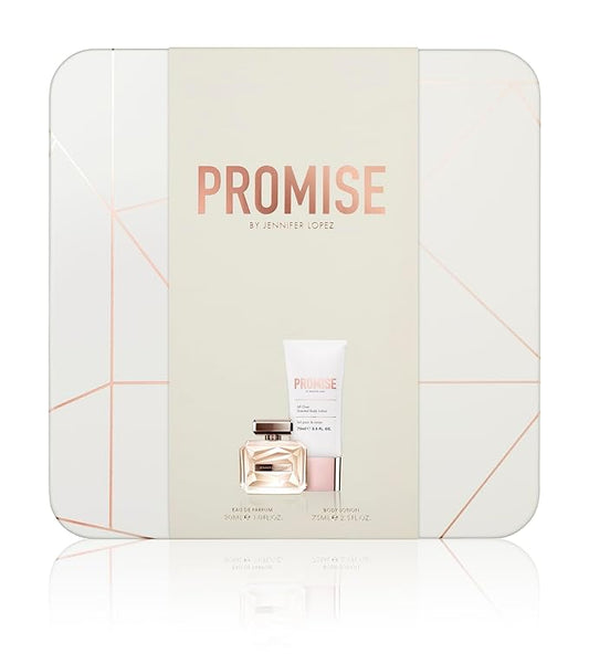 Jennifer Lopez Promise Eau de Parfum Gift Set - 30 ml (1.0 FL OZ) EDP Spray, 75 ml (2.5 FL OZ) Body Lotion and Keepsake Tin