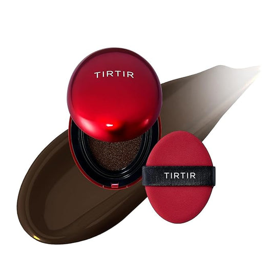 [*Mini Size*] TIRTIR Mask Fit Red Cushion Foundation | Full coverage, Weightless, Skin fit, Satin Glow Finish, Korean Makeup Cushion Foundation (#55N Espresso, 0.15 Fl Oz)