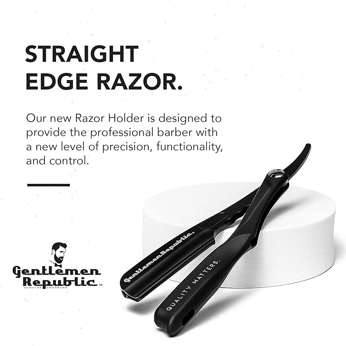 Gentlemen Republic Straight Edge Razor: Premium Black Safety Razor for Professional Barbers and Everyday Home Grooming - Achieve the Shave with Confidence