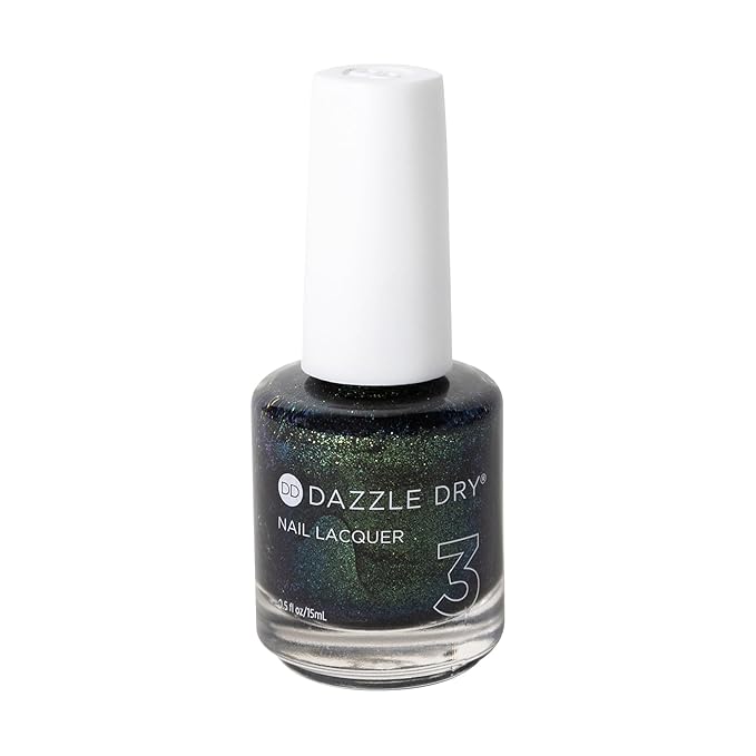 Dazzle Dry Nail Lacquer (Step 3) - Dragonfly - A full coverage, color-shifting, iridescent glittering green. Full coverage glitter. (0.5 fl oz)