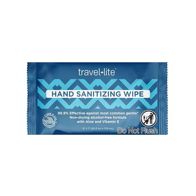 Alcohol-Free Hand Wipes with Aloe Vera and Vitamin E, Fresh Scent 50ct Individually Wrapped Travel Essentials Wipes for Adults and Kids