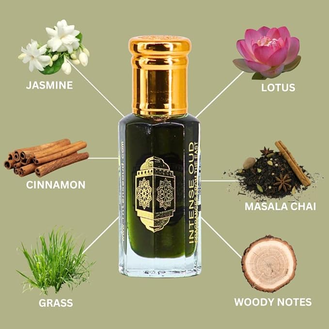 INTENSE OUD Jannet El Firdaus Arabian Perfume Oil for Men & Women, Long Lasting Alcohol-Free Concentrated Fragrance, 12ml (0.40 oz) in Black Gift Box, Jasmine & Rose Notes