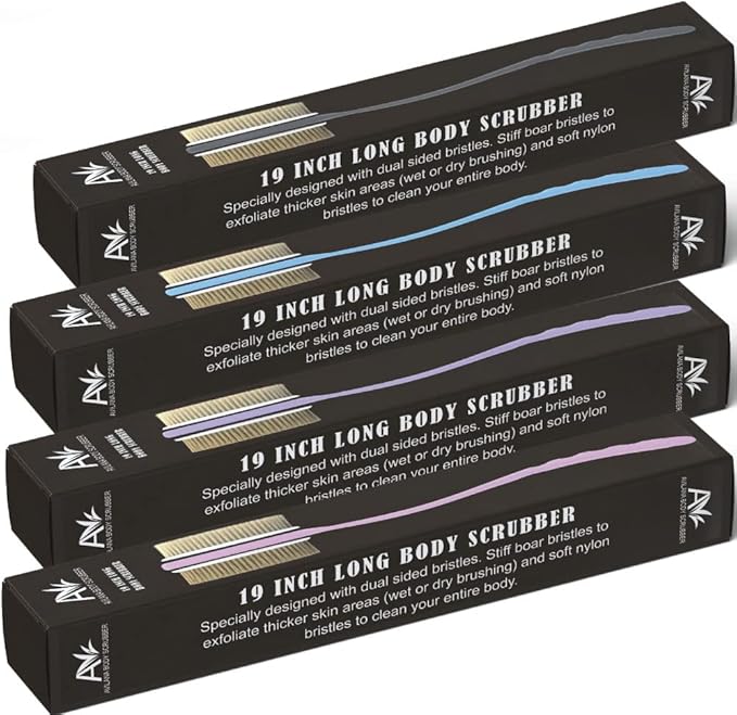 Avilana Back Scrubber for Shower,19 inch Silicone Body Scrubber with Handle, Shower Back Scrubber for Men and Women, Back Brush for Shower, Loofah with Handle Shower Brush