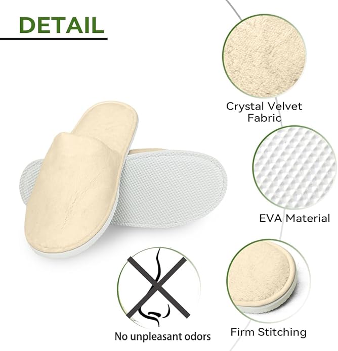 10Pcs Unisex Disposable Slippers for Guests, SPA, Hotel, Bath, Travel - Bulk Cotton Slippers for Shoeless Home, Guest House or Commercial Use