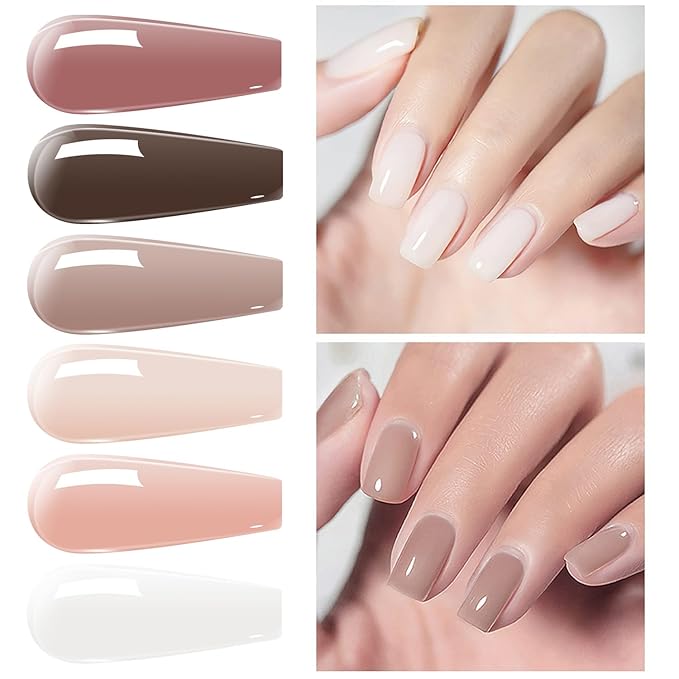 Vishine Transparent Jelly Gel Nail Polish Set - Pink Nude Milky White Skin Colors - UV LED Gel Nail Polish - Soak Off - 8ml