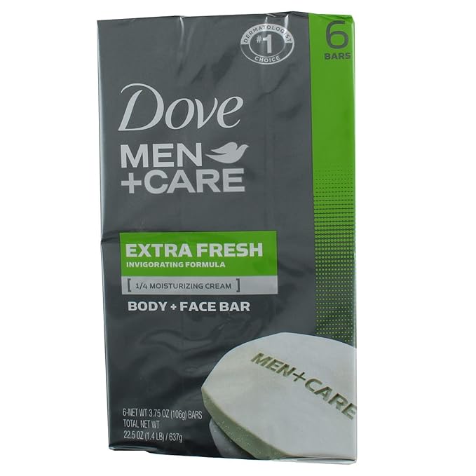 Dove Men+Care Body & Face Bars, Extra Fresh, 4.25 oz bars, 6 ea (Pack of 3)