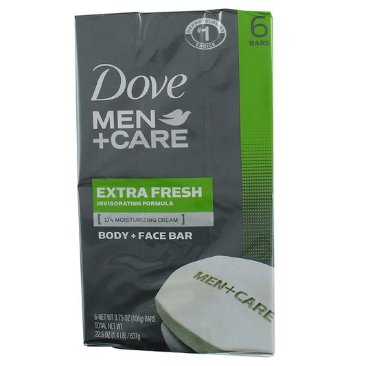 Dove Men+Care Body & Face Bars, Extra Fresh, 4.25 oz bars, 6 ea (Pack of 3)