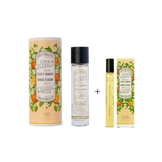 Panier des Sens - Orange Blossom Eau de Toilette + Roll-on Travel Perfume - Light, Natural & Floral Fragrance - Mini Set - Women's Eau de Toilette - 0.3 + 1.7 Floz