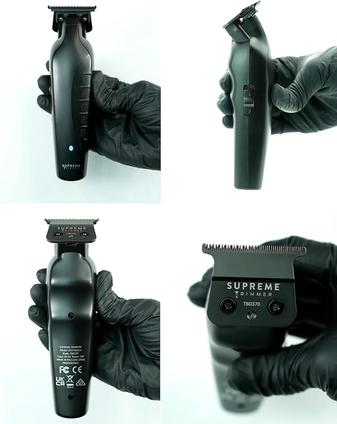 Supreme Trimmer Vader Professional Liner Trimmer for Barbers with 210 Min Run Time, Professional Motor, Sharp DLC T-Blade, USB-C Charge Clipper | ST3778