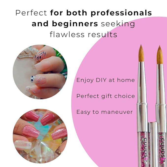 Acrylic Nail Art Brush – Kolinsky Brush for Acrylic Application – Ultra-Precise, Durable & No Shedding – Perfect for Salon, DIY & Pro Use - Enhance Your Skills with GUUDSUP - Size 10