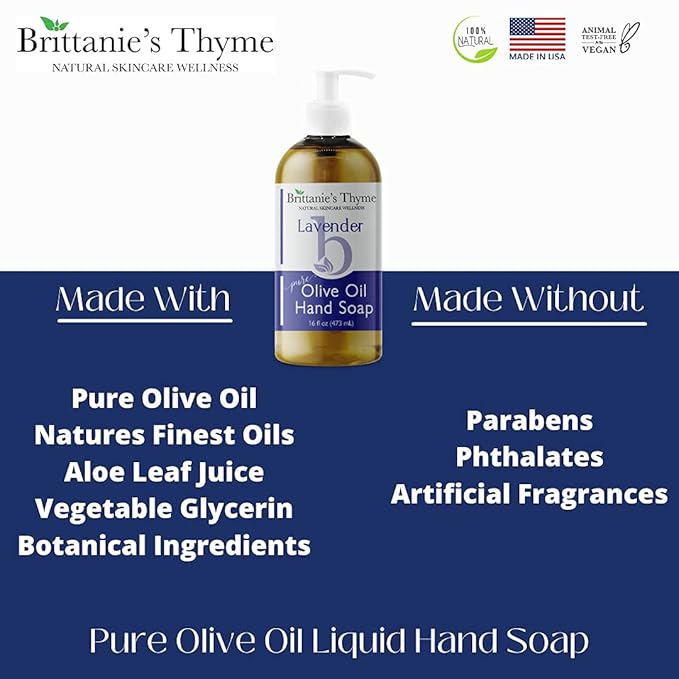 Brittanie’s Pure Castile Liquid Soap Refill, Lavender, 16 Ounce 3 Pack | Dish Soap, Hair & Body, Home, Gentle and Pure, Made with Natural Luxurious Oils, Vegan & Gluten Free Non-GMO