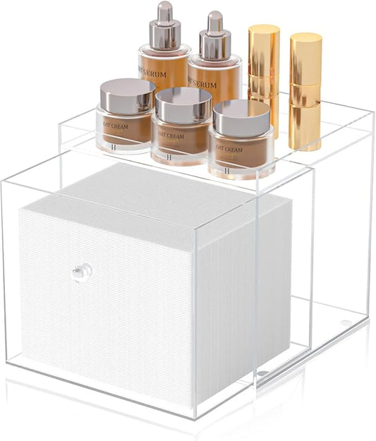 Disposable Face Towels Holder for Clean Skin Club，Acrylic Face Towels Container Drawer, Custom Made Holder for Home and Makeup Organization (Towels Not Included)