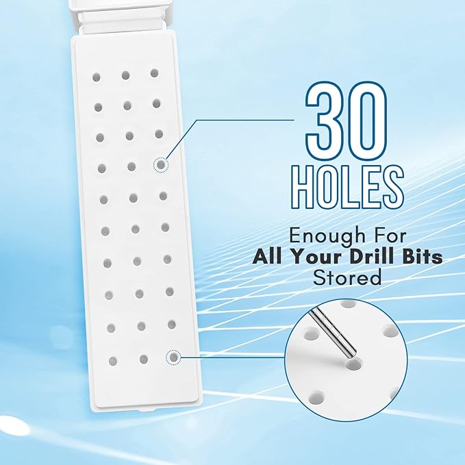 Makartt Nail Drill Bit Set with Nail Drill Bits Holder Bundle, Carbide Diamond Ceramic Nail Drill Bits 7Pcs, Nail Bits Organizer Container 30 Holes Manicure Tools (Not Inlcude Drill Bits)