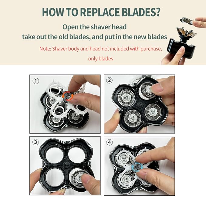 Shaver Replacement Blades for Skull Shaver Pitbull Replacement Blade,Replacement Heads for Pitbull Gold/Silver/Platinum Pro Shaver (8 Blades)