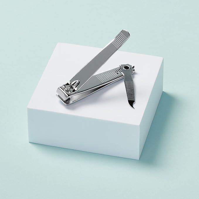 Diane D909 Stainless Steel Straight Edge Toenail Clipper with Fold Out File for Natural Nails - 36 Pack Bin