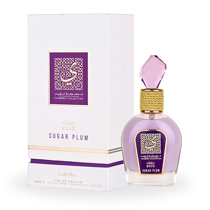 Lattafa Thameen Collection Musk Sugar Plum Eau de Parfum Spray for Women, 3.4 Ounce