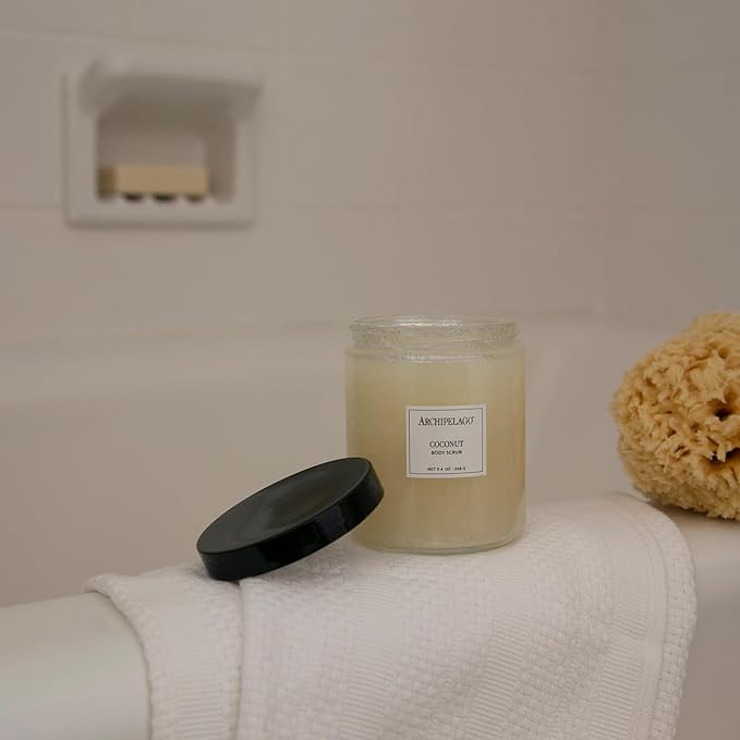 Archipelago Botanicals Coconut Body Scrub, Malayan Coconut with Citrus Hints, Exfoliate and Rejuvenate (9.4 oz)