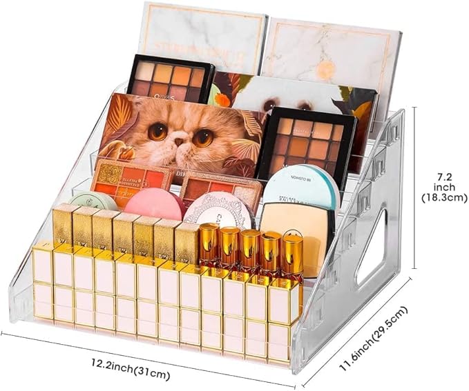 Nail Polish Organizer 84 Bottles of 7 Layers Sunglass Organizer Acrylic Display Rack Eyeglasses Storage Essential Oils Holder Makeup Organizer No Tool Needed Assembly, Clear