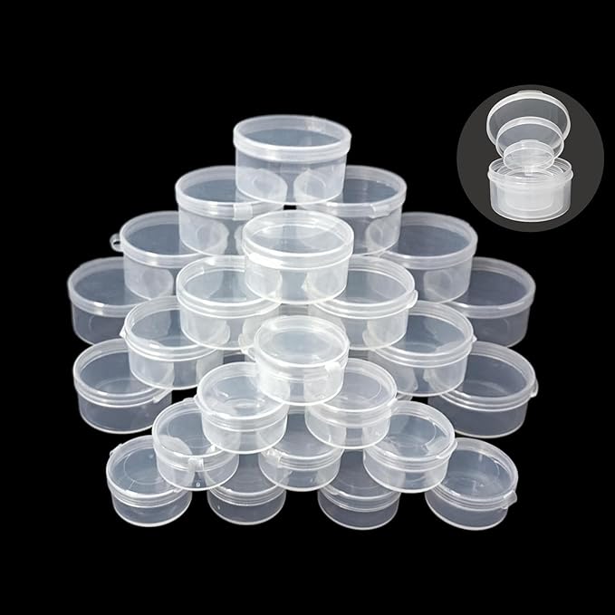 30 pcs plastic cosmetic jar 5/10/20ml clear case with snap lids portable,Travel Storage Cosmetic Samples Beauty Products Mini Containers with Lids, Airtight Cosmetic Containers with Lids.