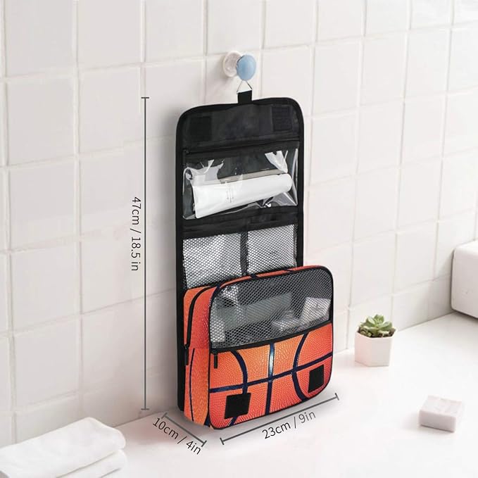 Hanging Toiletry Bag Sport Ball Basketball Portable Travel Cosmetic Makeup Bag Bathroom Shower Shaving Kit Organizer Bag for Men Women