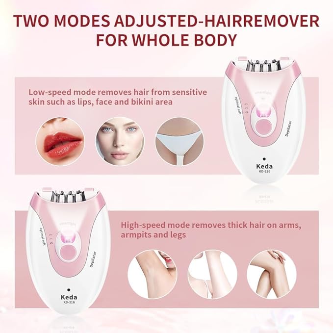 Facial Epilator for Women, Epilators Hair Removal for Face, Epilators with LED Light, Two Speed Hair Removal Device, Epilator for Women, Pluxy Facial Hair Removal for Bikini Arm Legs Armpits