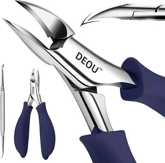 DEOU Podiatrist Toenail Clippers Ingrown Toenail Tools for Thick Nails and Inlaid Nails,Manicure and Pedicure Clippers,Heavy Duty Nail Clippers, Pedicure Tools (Dark Blue+Nail Remover)