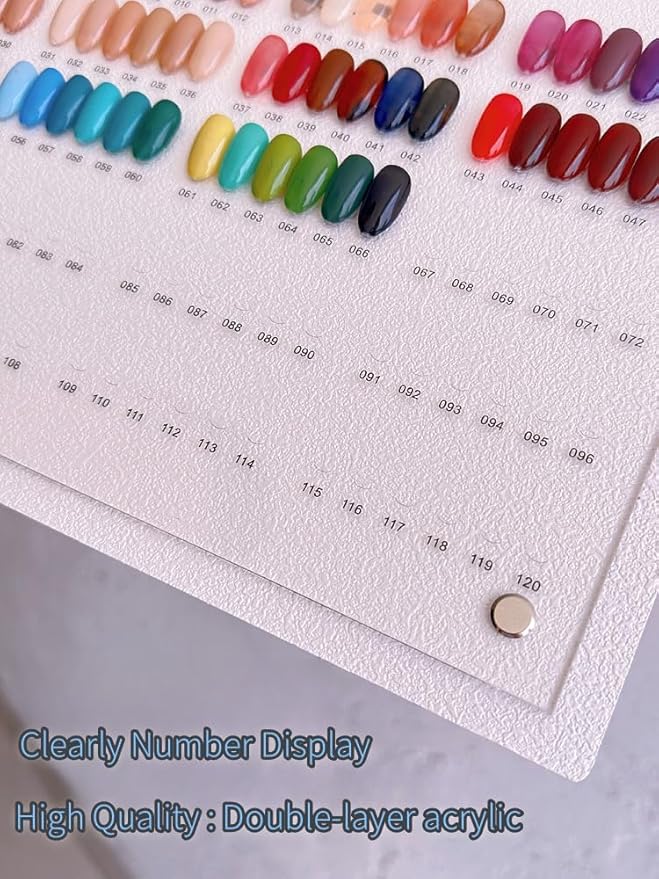 Acycoin2A 240 Nail Color Display Board Nail Art Sample Chart Acrylic Gel Polish Rack Colors Showing Shelf with False Nail Tips and Number Sticker