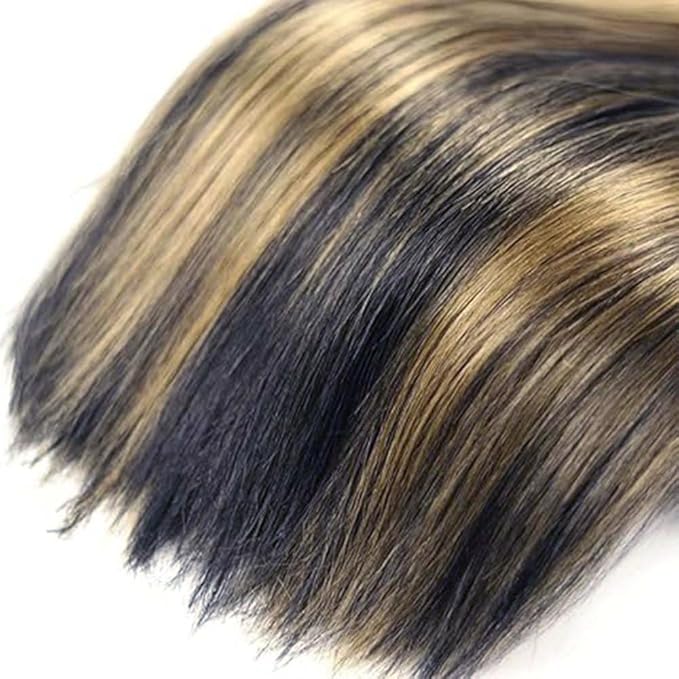 Ombre P1B27 Human Hair Straight Bundles Black and Blonde Straight Bundles two tone Brazilian Human Hair Extensions Soft and Silky for Black Women 8 10 12 Inch